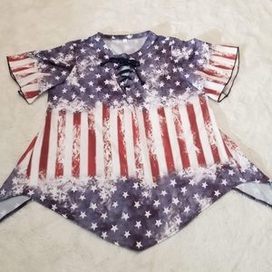 COPY - USA American Flag Patriotic Blouse size XXL
